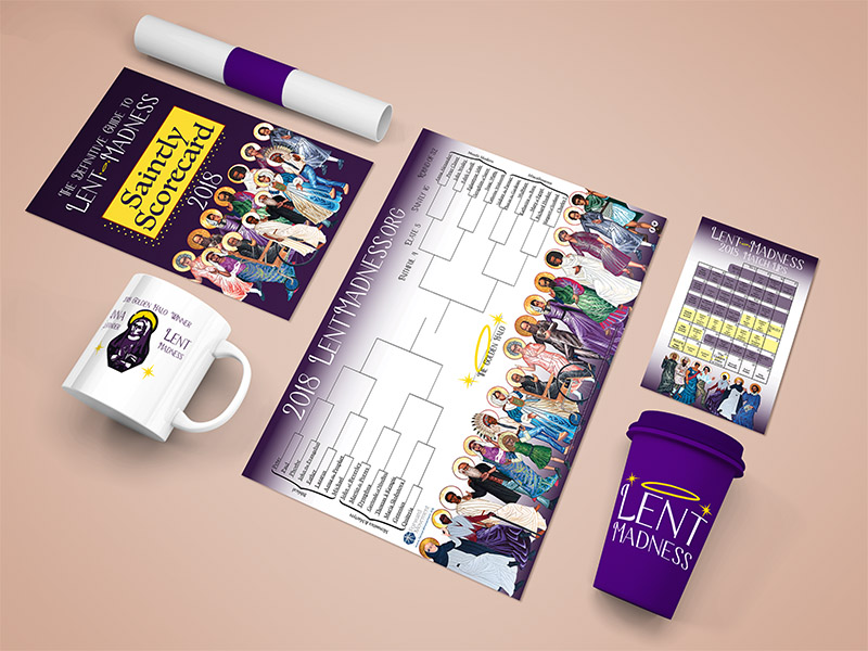 Lent Madness Redesign, Print Design, Merchandise, Poster, and Book Design